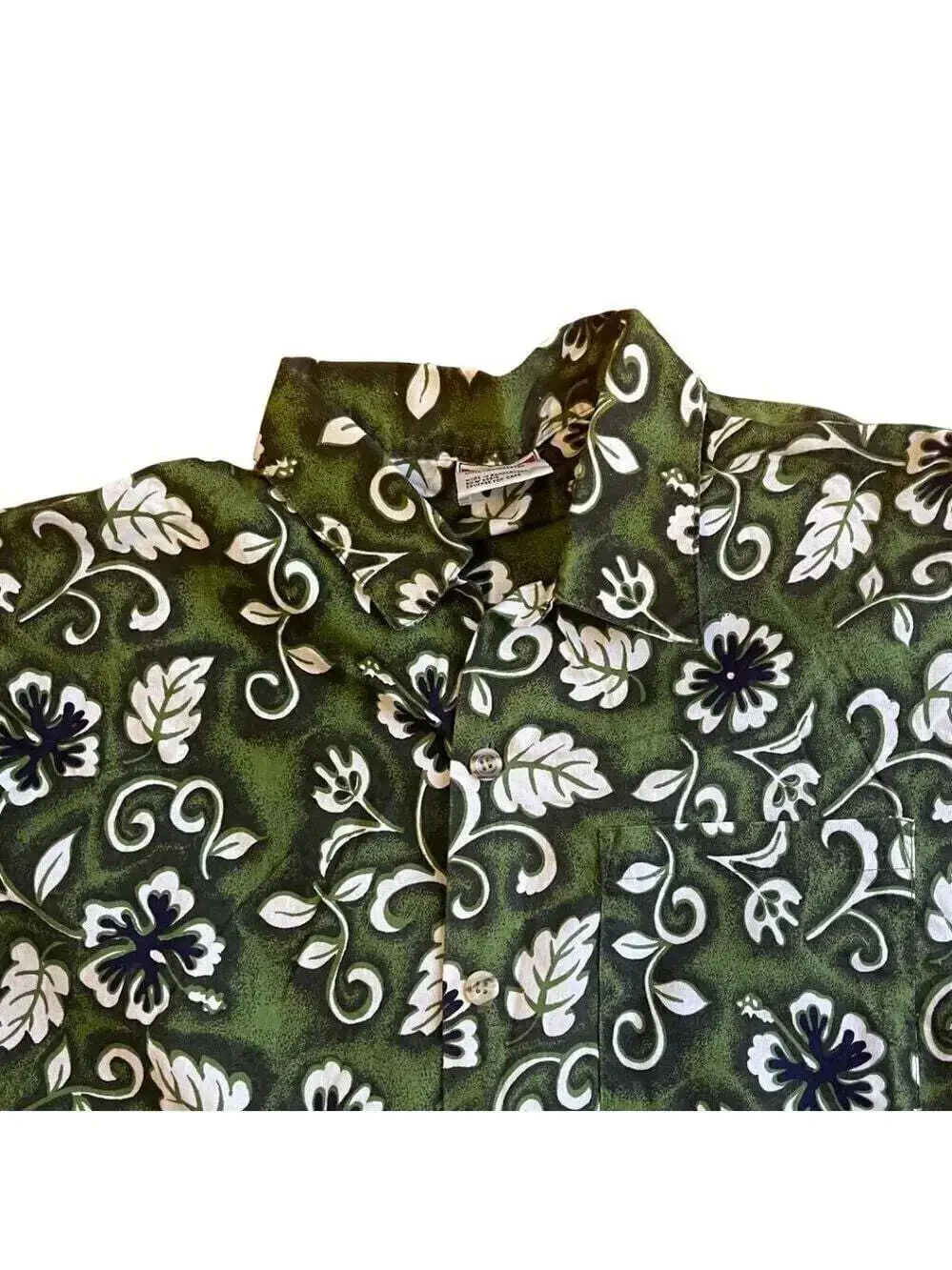 Sunset Highway Size Large 100% Cotton Green Floral Short Sleeve Hawaiian…